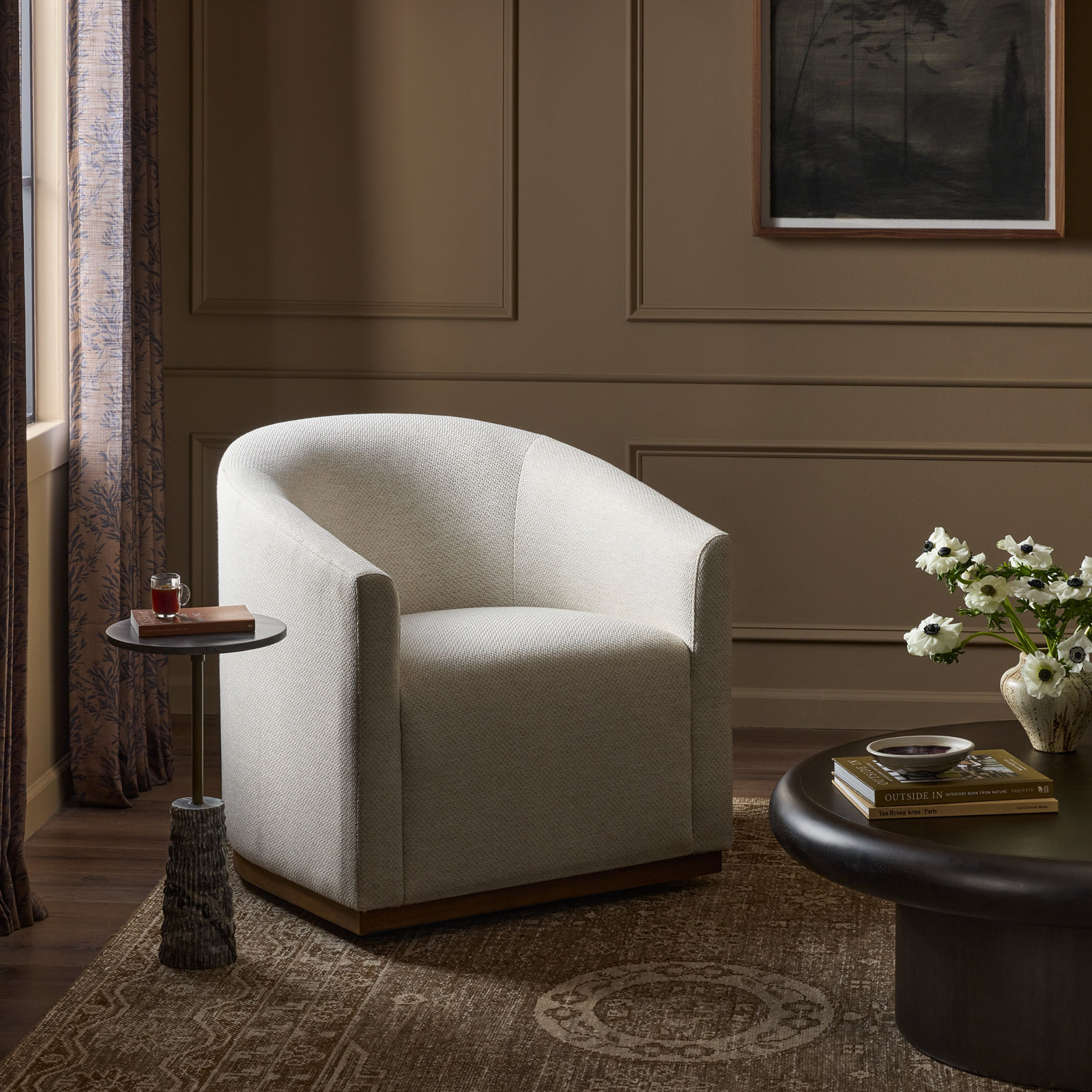 Wrenley Upholstered Swivel Barrel Chair