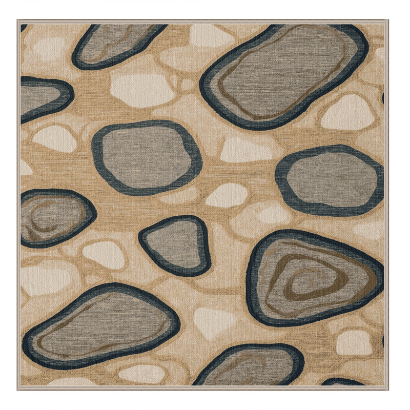 Washable Beach Rocks Hawaiian Area Rug, Square 8'