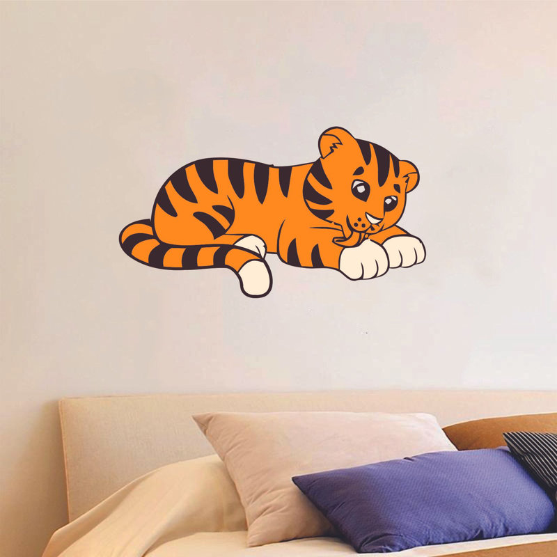 Décalcomanie murale mignonne bébé tigre sauvage, H 12 po x l 20 po