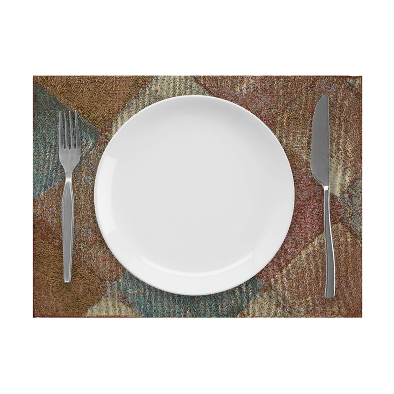 Layoune Cotton Abstract Rectangle Placemat, Beige