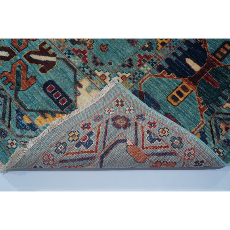 Wool Oriental Area Rug in Light Blue