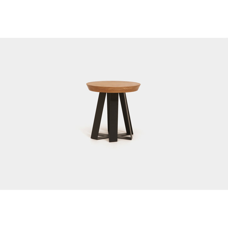 ARS Solid Wood End Table, Black, Oak