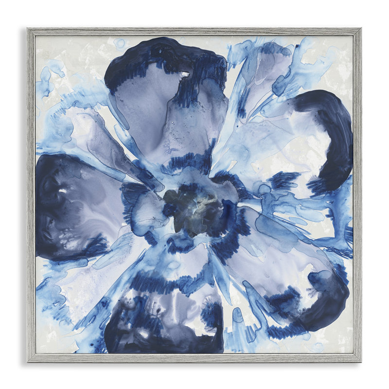 Giclée encadrée de fleurs en verre bleu, design par June Erica Vess, H 12 po x l 12 po, Estampe numérique Farmhouse
