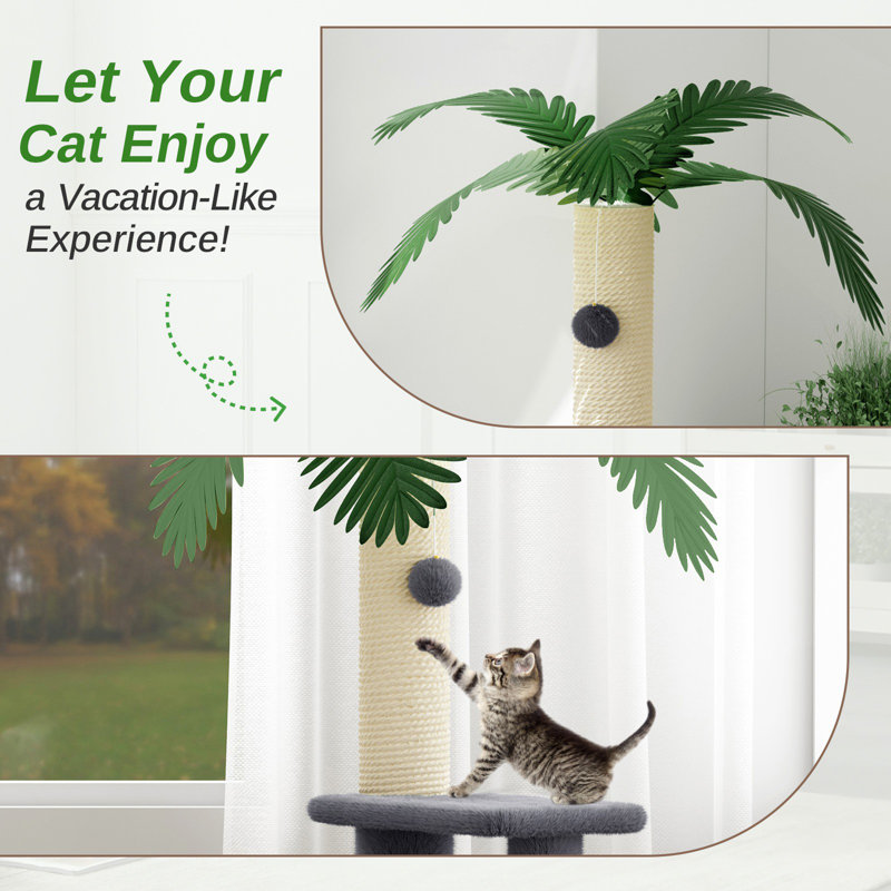 90cm H Cat Tree, Dark Grey