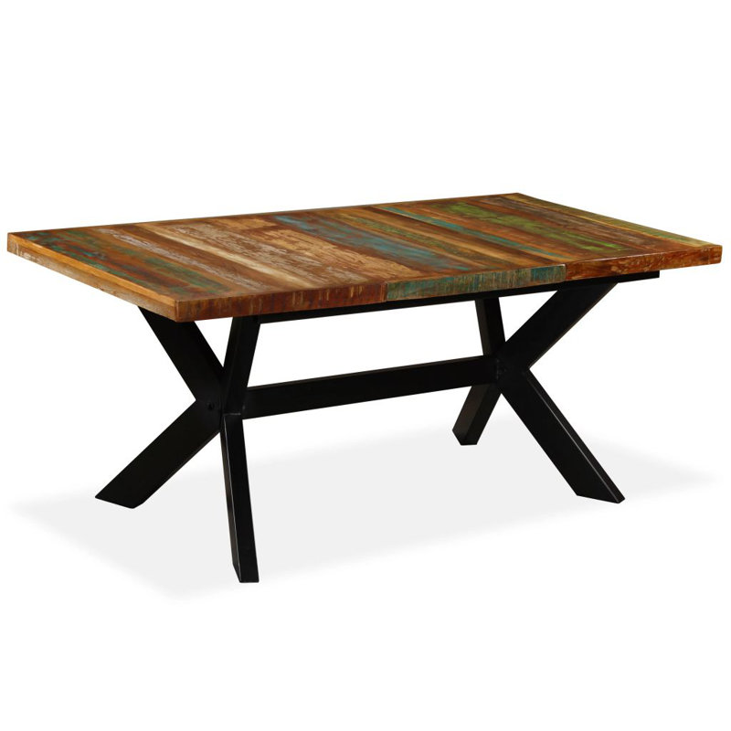 Micheal Solid Wood Top Metal Base Dining Table