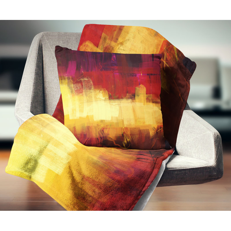Textured Effect Digital Abstract Art - Abstract Printed Pillow, 16" x 16", Throw Pillow