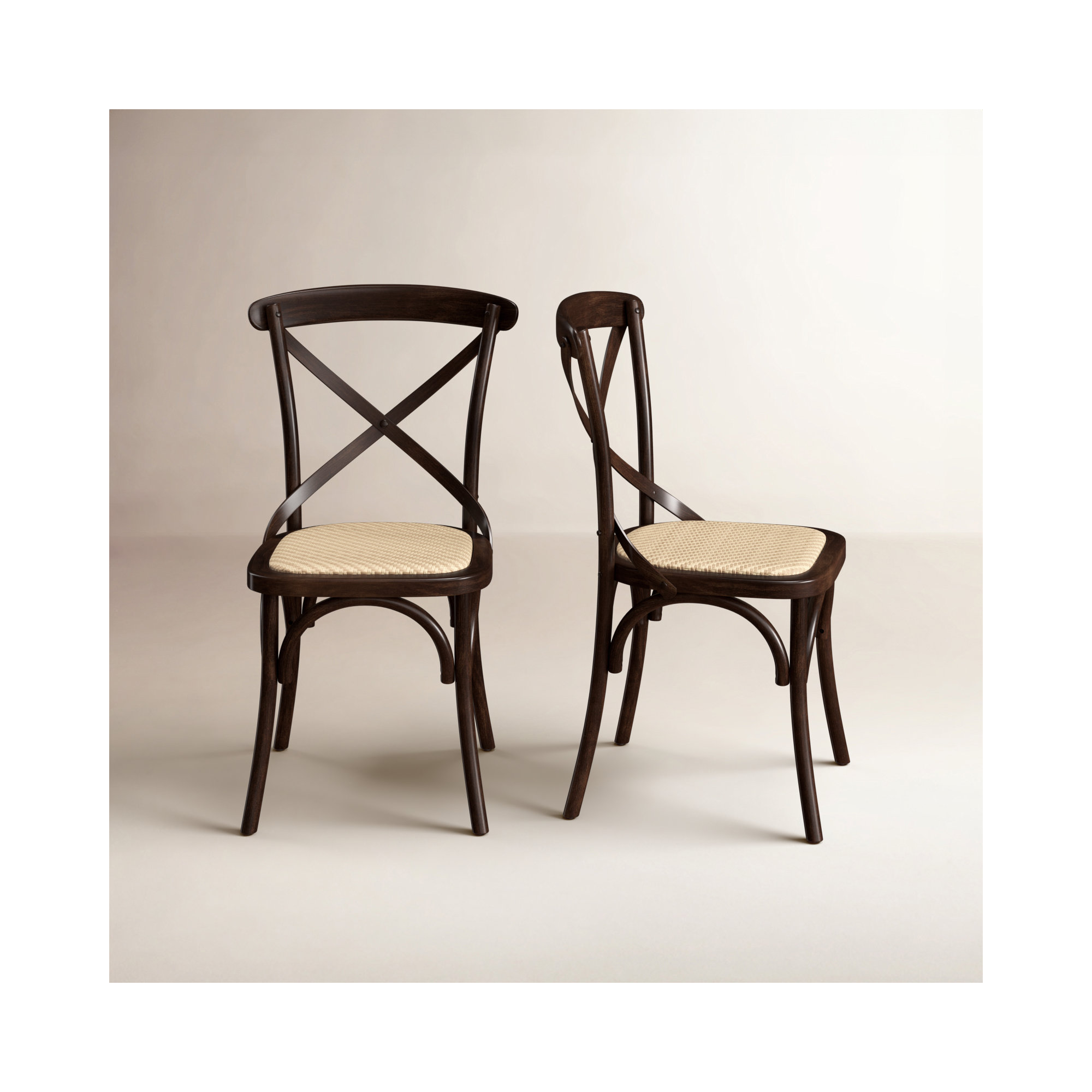 Camaran Solid Wood Cross Back Side Chair, Walnut