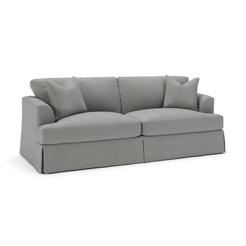 Lucia 92.5'' Slipcovered Sofa, Bayou Light Gray Canvas