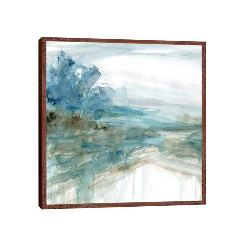 Shimmering Treeline I by Carol Robinson - Painting on Canvas, Classic Brown Wood Framed, 45.72 cm H x 45.72 cm W