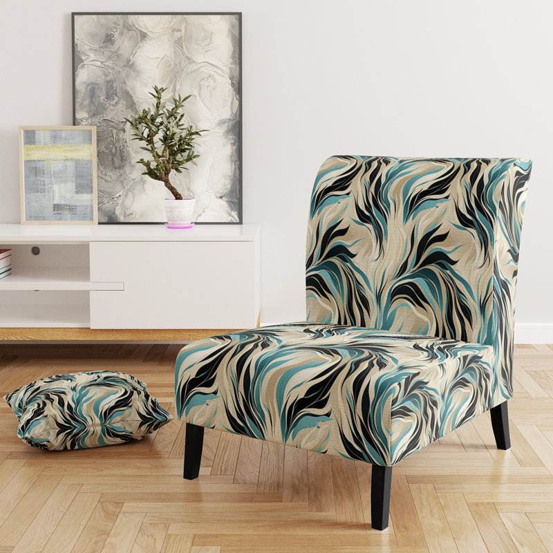 Fauteuil de chambre rembourré bleu sarcelle et crème Natures Whispers