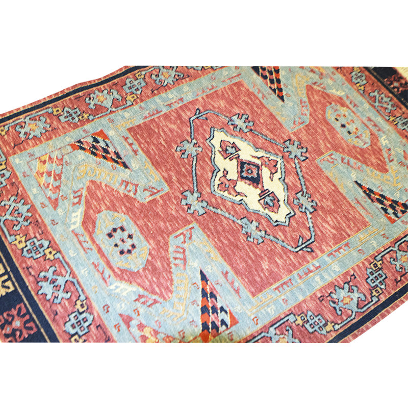 Hand Knotted Wool Area Rug in Red