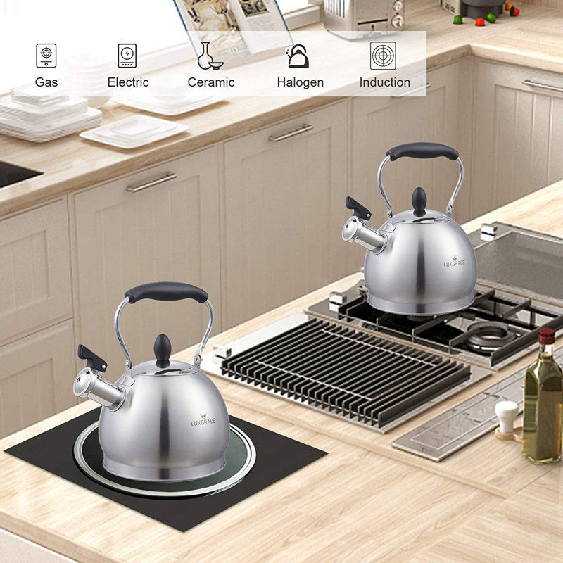 2.6 Quarts Satin Finish Stainless Steel Whistling Stovetop Tea Kettle