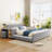 Upholstered Low Standard Bed with Bedside Desk and Round Stool, Mother & Child Bed-97691213-97691212