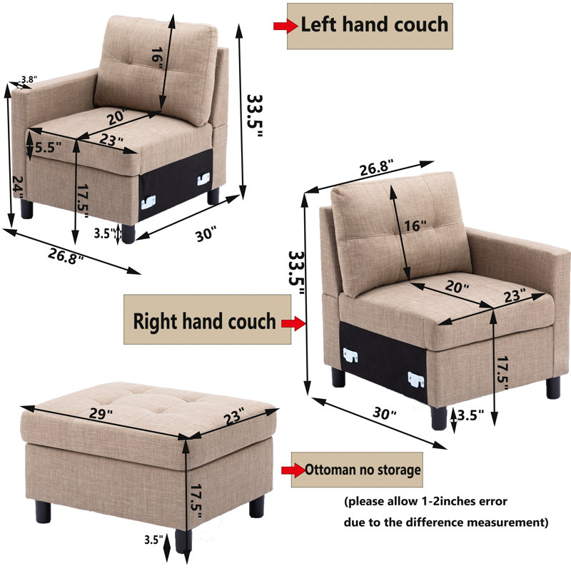 Upholstered 53.6'' Loveseat, Light Gray 100% Linen