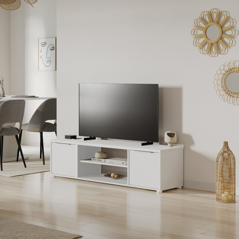 Svetolik Unfinished TV Stand, 39.1cm H x 151.4cm W x 39.6cm D, White