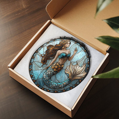 Mermaid, vitrail, vitrail, panneaux de verre pour décoration de fenêtre