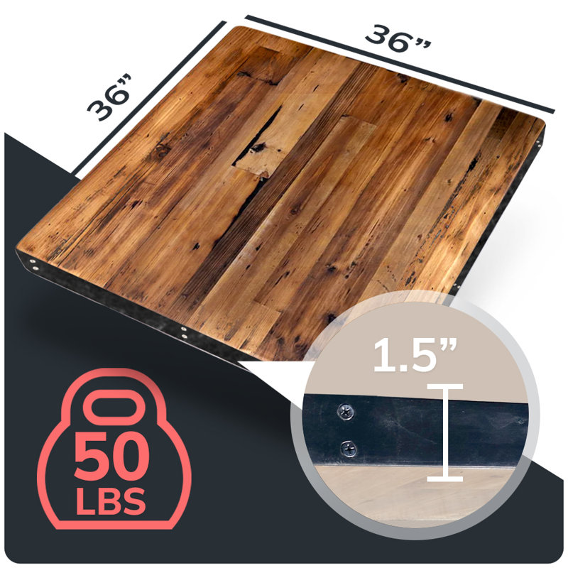 The Industrial Farmhouse Table Top, 1.5" H x 36" L x 36" W