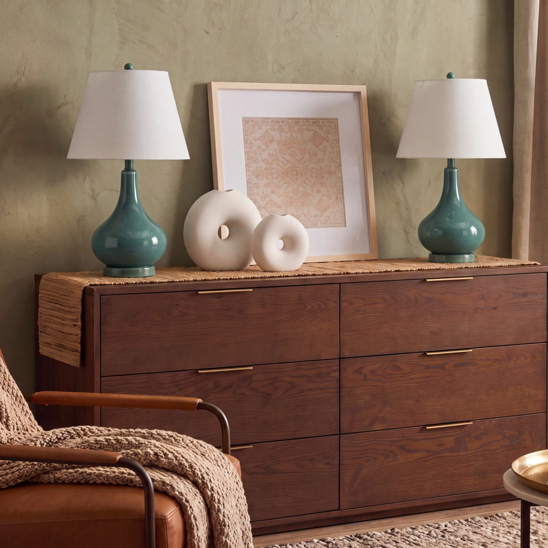 Akeim Glass Table Lamp, Marine Blue