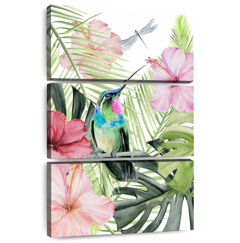 Brampt Hibiscus And Hummingbird II, 38" H x 24" W