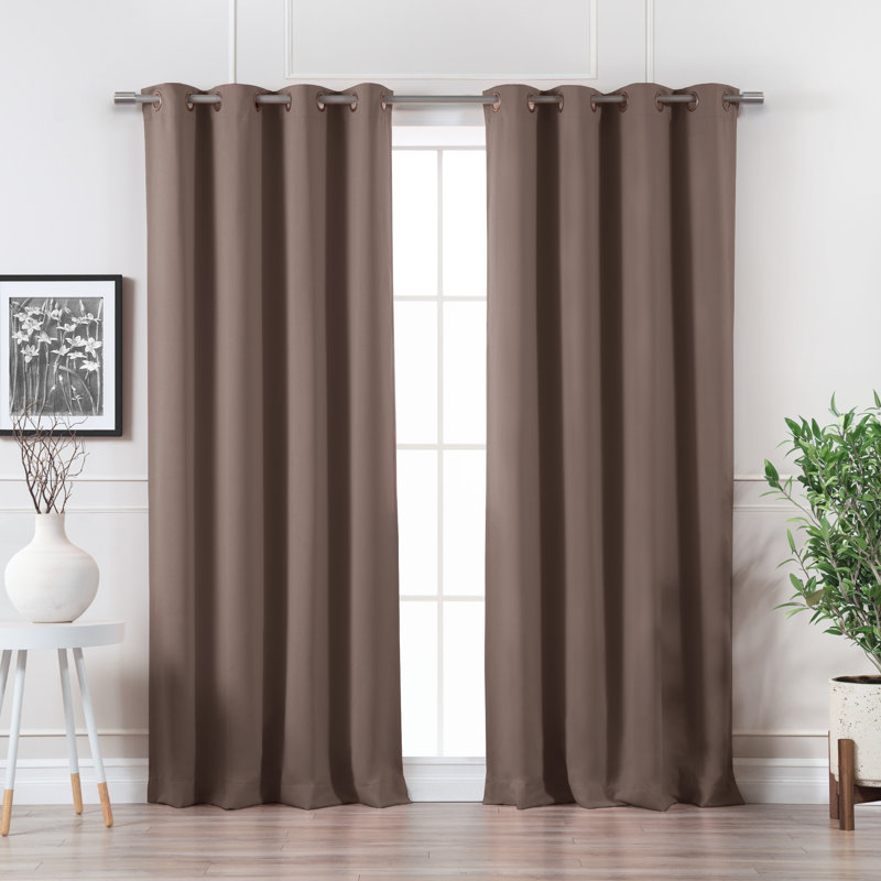 Adina Sevan Solid Thermal Grommet Curtain Panels, 52"W x 84"L, Taupe