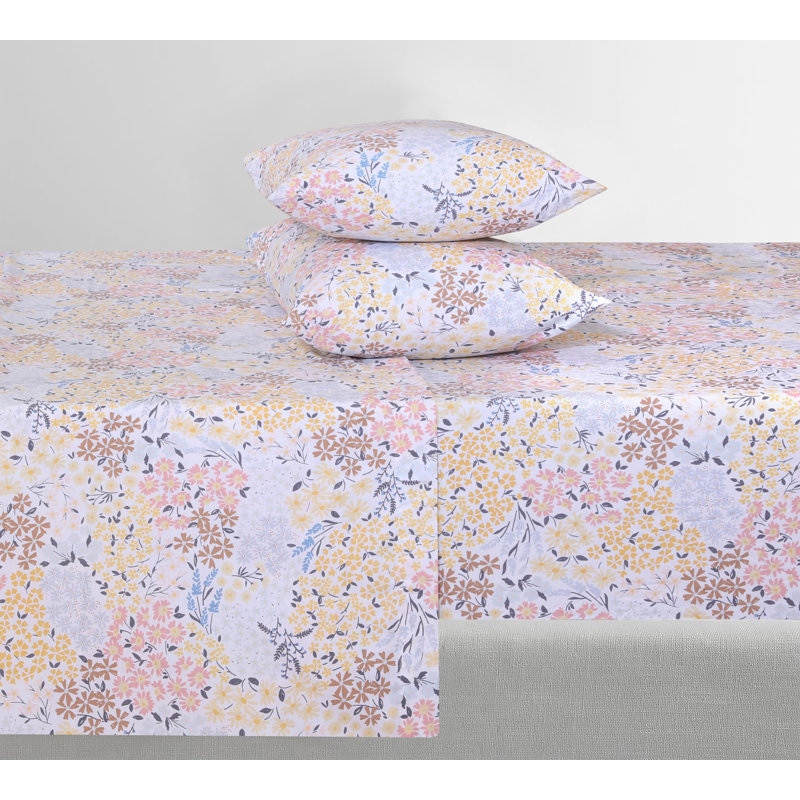 100% Cotton Sheets, 300 Thread Count Percale Weave Bedding, 16" Deep Pocket, King Sheet Set with 2 Pillowcases