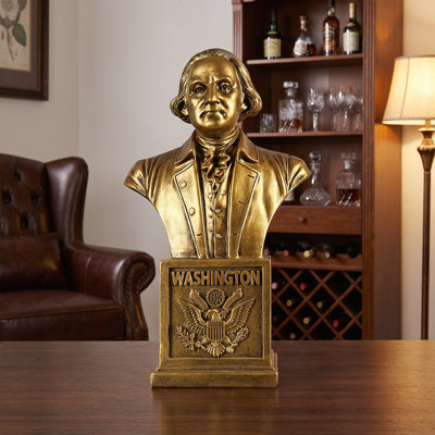 Sculpture présidentielle George Washington, buste, décoration de table historique patriotique pour bureau à domicile, finition dorée