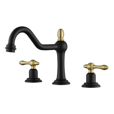 SUMERAIN 8 Inch Bathroom Sink Faucet, Vintage Widespread Basin Faucet, Solid Brass Material