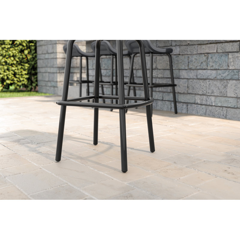 Suncast Gray Resin and Steel Outdoor Bar Chair Set