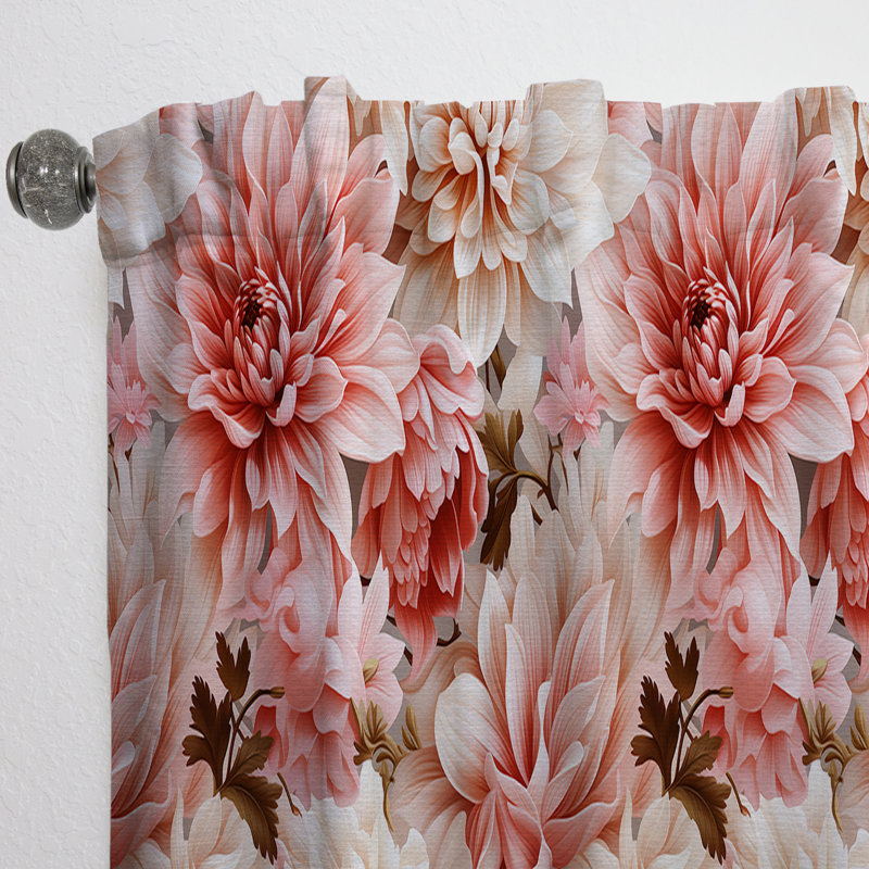 Pink And White Carnation Blossoming Grace - Floral Curtain Panels, 52" W x 95" L