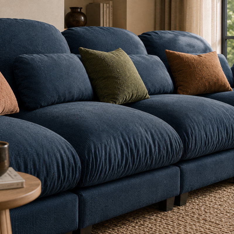 Canapé Gatton surdimensionné 4 places à effet nuage, canapé modulaire haut de gamme en chenille avec assise profonde et coussins en mousse haute résilience et ressorts, canapé de salon moderne avec coussins lombaires