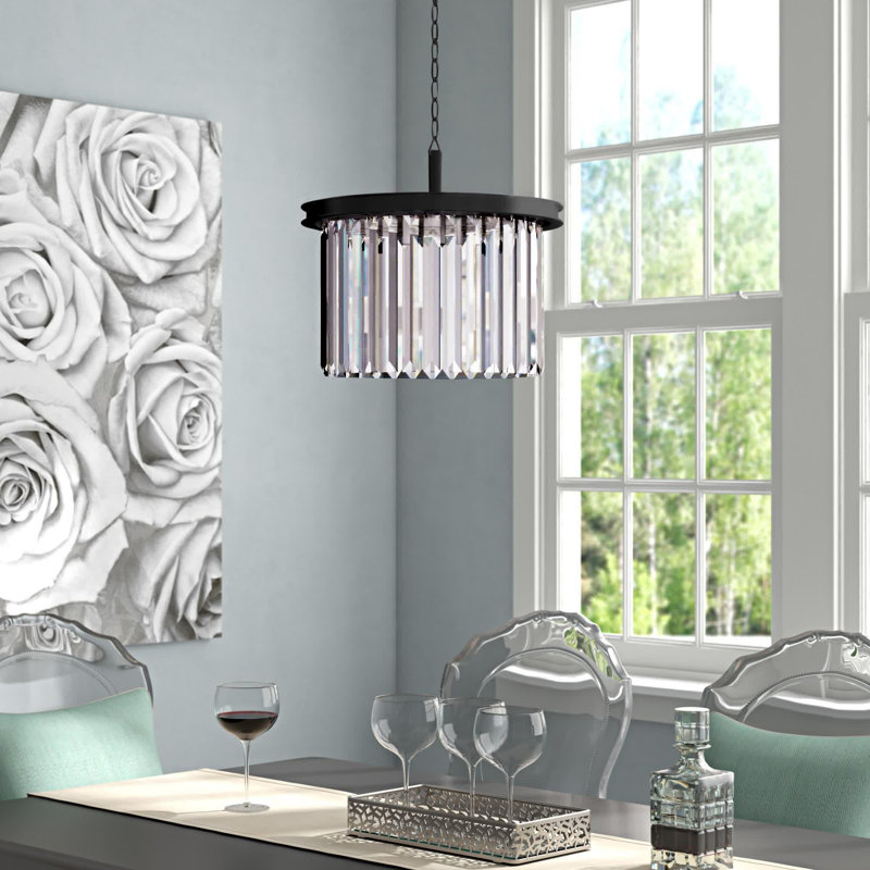 Yazmin 3 - Light Unique/Statement Pendant, Clear, Matte Black
