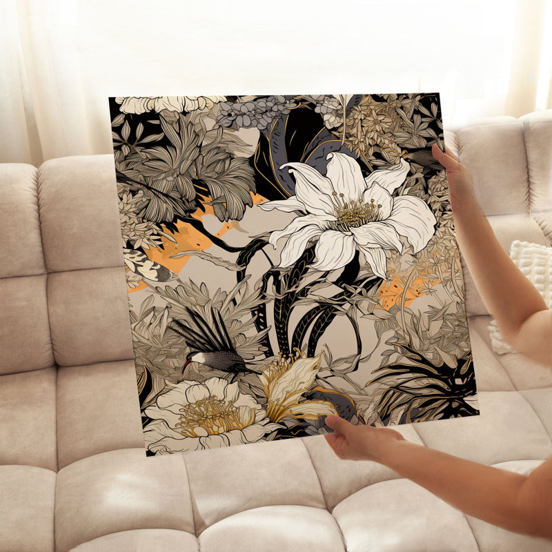 Impression d'art floral sans cadre, H 16 po x l 16 po
