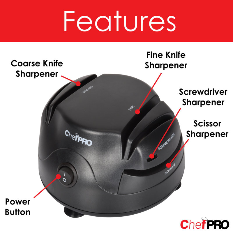 PREMIUS Compact 3-in-1 Electric Knife Sharpener System, Black