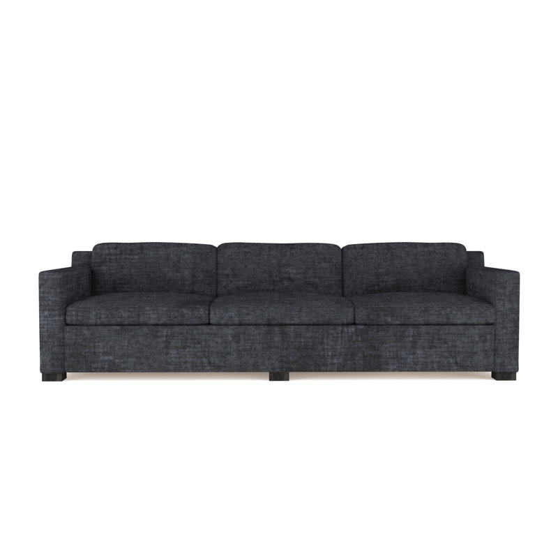 Mercer Track-Arm Extra Long Sofa, Crushed Velvet Graphite, 33.5" H x 120" W x 39" D, Ebony