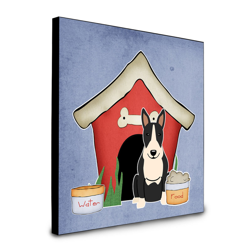 Panneau mural d’art collection dog house Scarvinia, Bull terrier noir / blanc