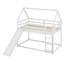 Lit simple superposé en bois en forme de maison avec garde-corps, glissade et échelle-58358518