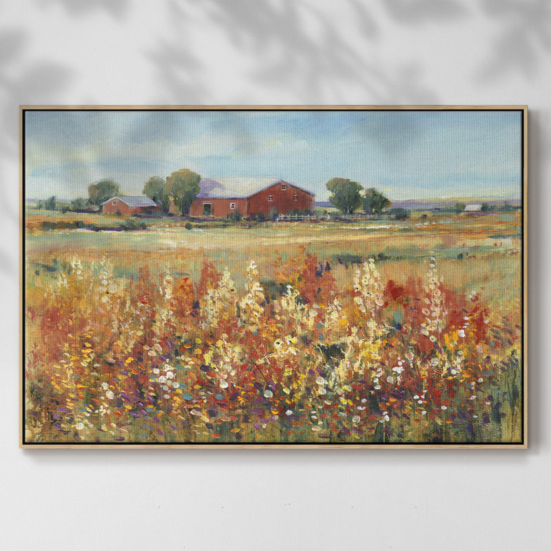 Country View II - reproduction sur toile avec cadre flottant, H 25 po x l 37 po x P 2 po, Bois naturel