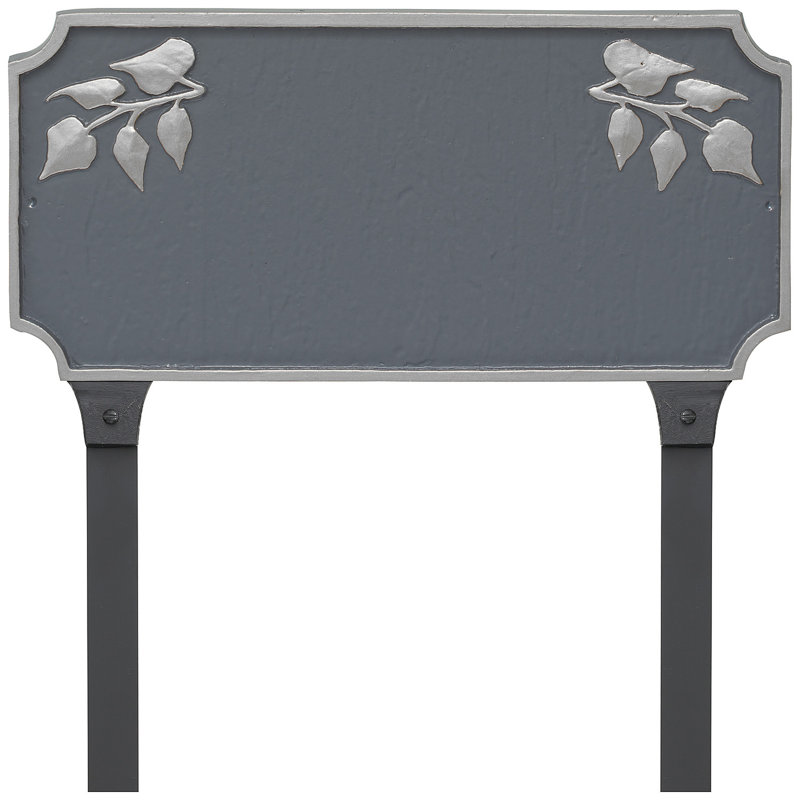 Plaque d'adresse Camden Ivy One Line avec piquets de pelouse, Gris / Argent