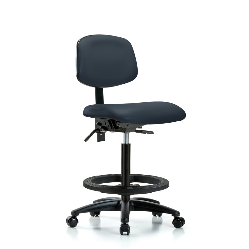 Nicholas Vinyl Drafting Chair, Burgundy, Casters, Included
