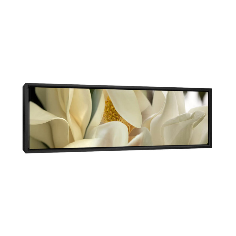«Magnolia Flowers», reproduction de photo sur toile, H 16 po x l 48 po x P 1,5 po, Cadre noir