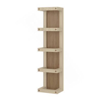 Porte-serviettes mural à 5 niveaux Arlington, organisateur de rangement vertical pour serviettes et accessoires de salle de bain, chêne naturel