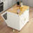 Berg Rolling Kitchen Island with Double Tilt Out Trash Can Storage Cabinet, Power Outlet