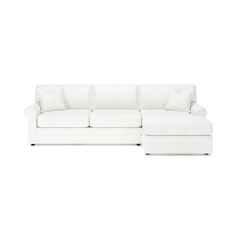 Charlie 2-Piece Sofa With Chaise Sectional, Cruise Adrift, Classic Bleach White
