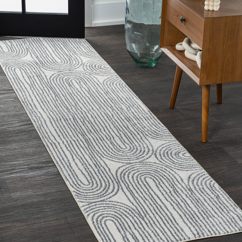 Tapis crème / gris foncé Jasmir, Tapis de couloir 2 pi x 7 pi 10 po