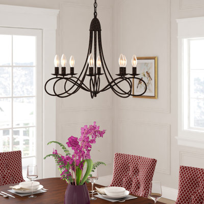 Macarthur 8-Light Dimmable Steel Candle Style Chandelier