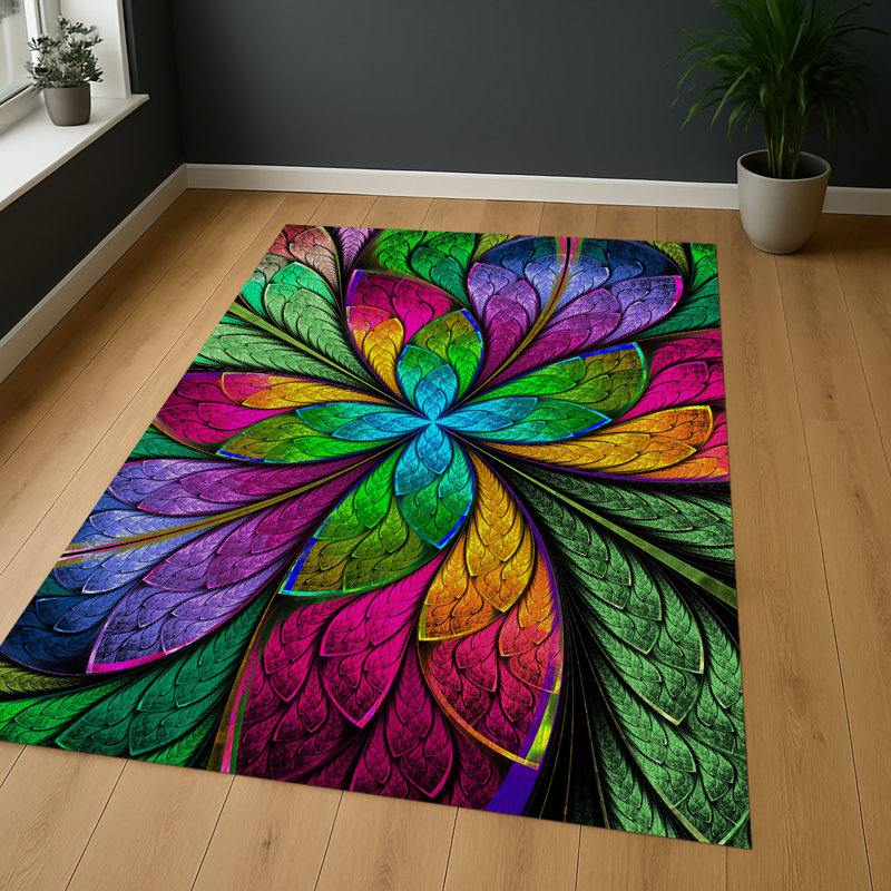 Floral Area Rug, Rectangle 155 x 230 cm