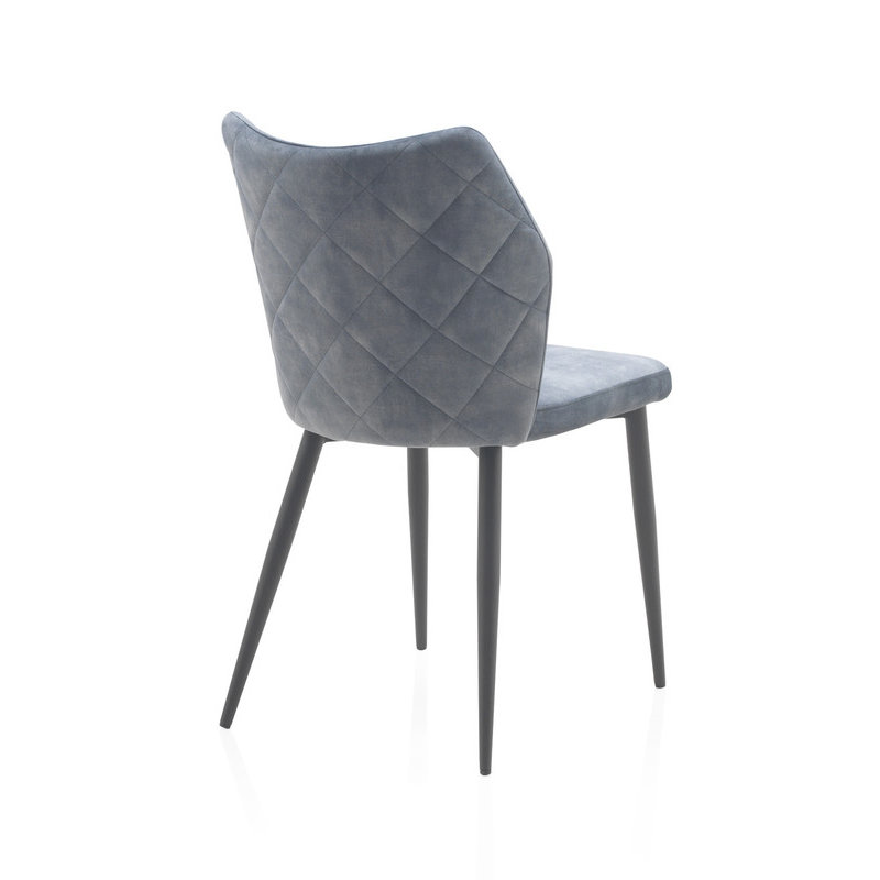 48cm H Polyester/Velvet Upholstered Metal Side Chair, Grey
