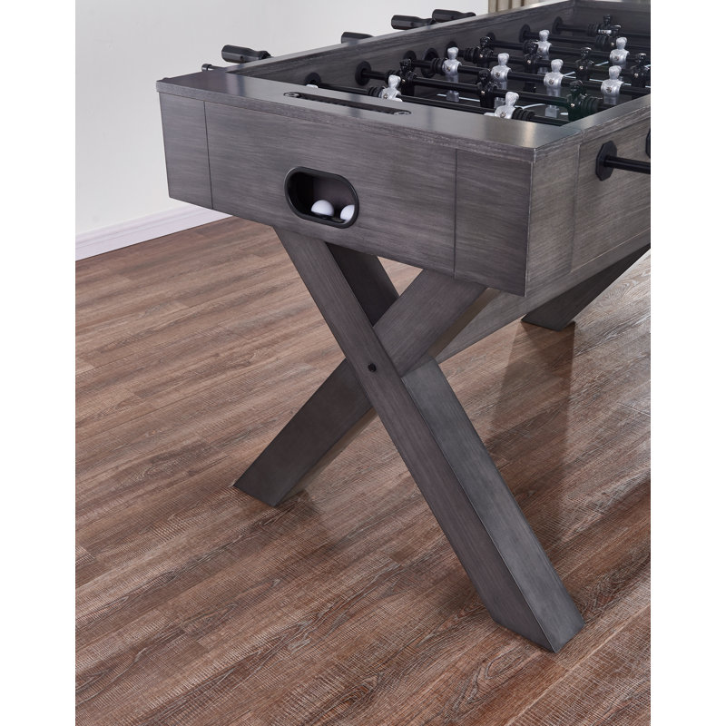 Gray Kona Finish Foosball Table with X-Shaped Legs