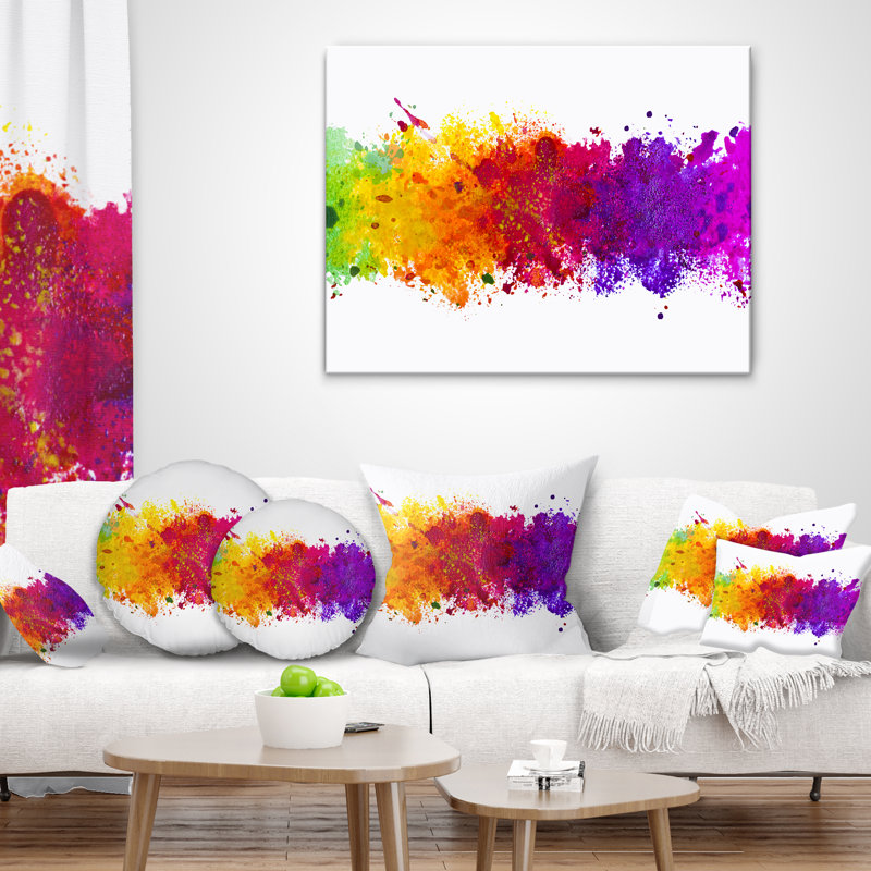 Artistic Watercolor Splash - Coussin imprimé abstrait, 16 po x 1 po, Coussin décoratif