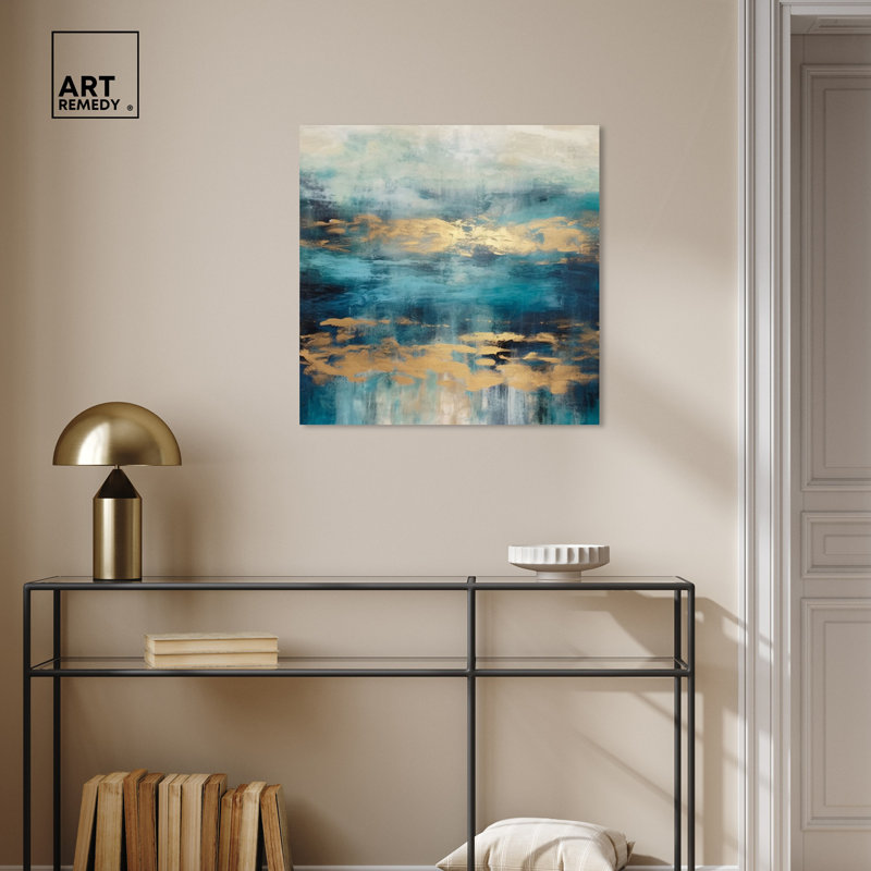 «Mermaid Lagoon», art mural abstrait coloré par Art Remedy, H 24 po x l 24 po, Toile tendue